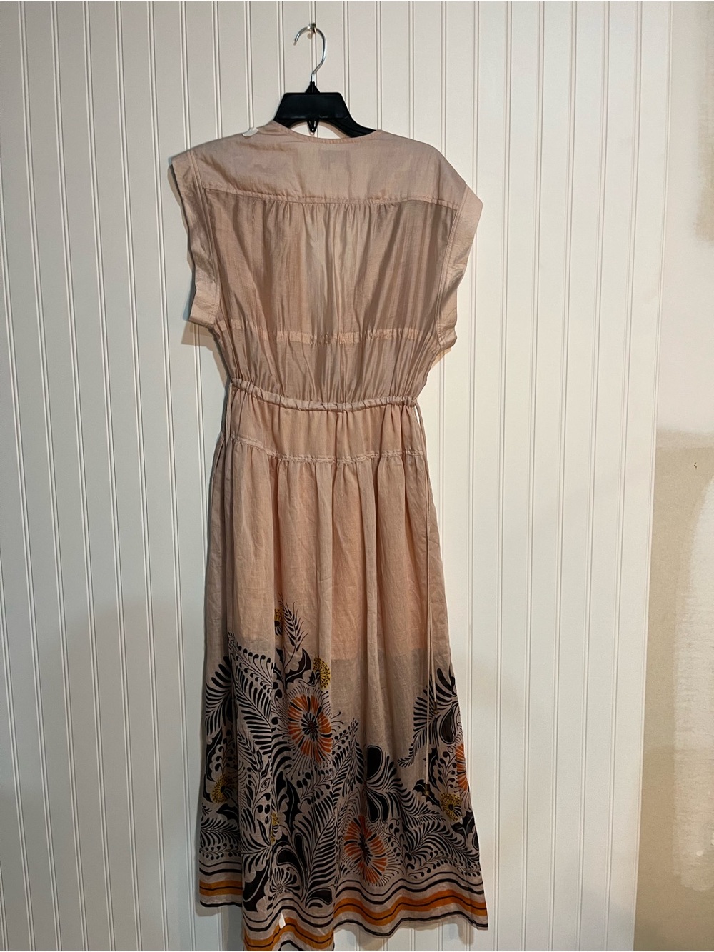 Sleeveless Blush Floral Border Midi Dress - Picture 7 of 8